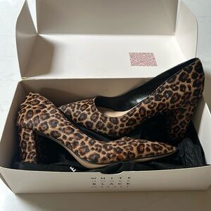 White House Black Market Elisa Signature Leopard Black heels size 7.5